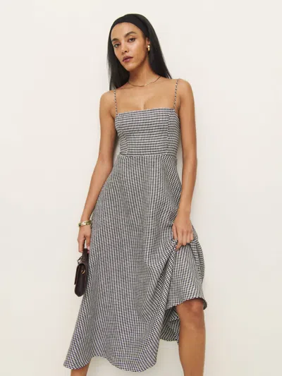 Reformation Monette Linen Dress In Remy Check