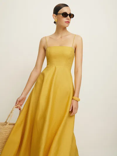 Reformation Monette Linen Dress In Sunflower
