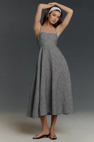 Reformation Monette Linen Midi Dress In Black