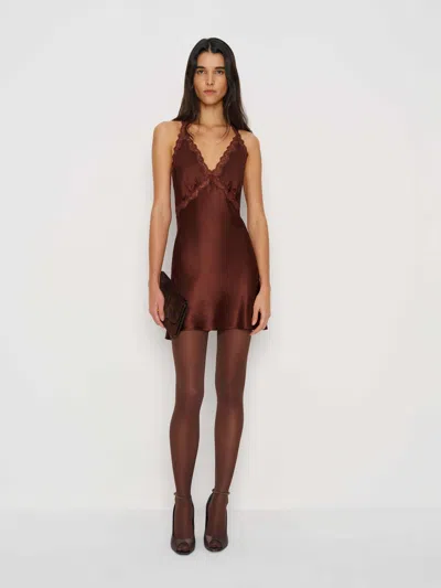 Reformation Monica Silk Dress Brown 10