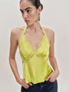Reformation Monica Silk Top In Yellow