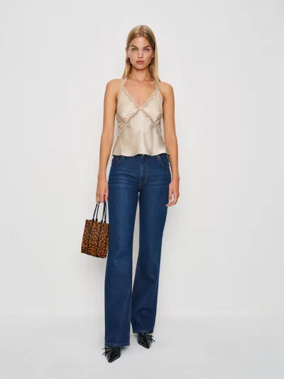 Reformation Monica Silk Top In Almond