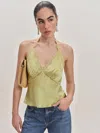 Shop Reformation Monica Silk Top In Lemongrass