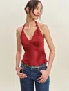 Reformation Monica Silk Top In Lipstick