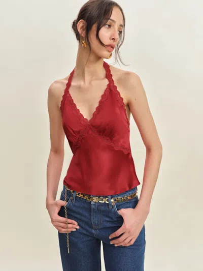 Reformation Monica Silk Top In Lipstick