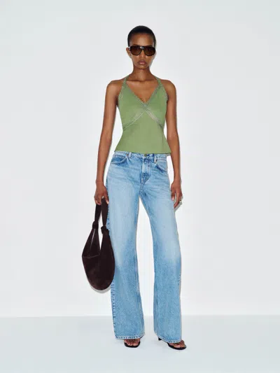Reformation Monica Top Jade Green Lace Xs