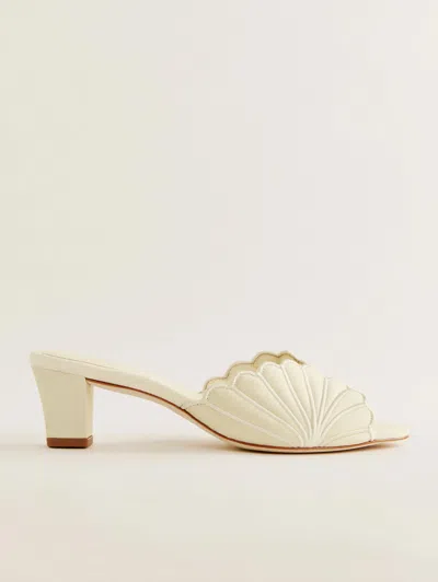 Reformation Waldena Block Heeled Mule In Ivoire