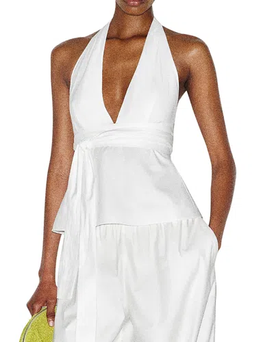 Reformation Naive Cotton Stretch Halter Top In White