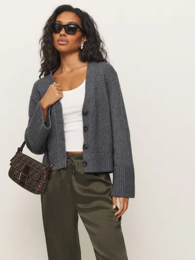 Reformation Nala Cotton Cashmere Cardigan In Thunder
