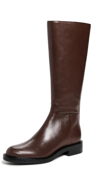 Reformation Nancy Knee Riding Boots Espresso Leather In Brown