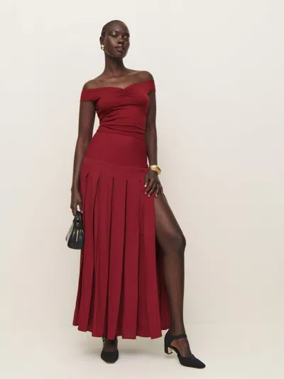 Reformation Nancy Skirt In Rubies