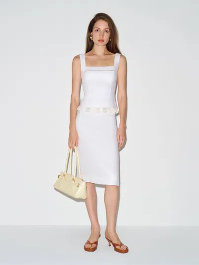 Reformation Nanette Linen Top Ivory 8 In White