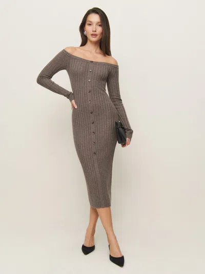 Reformation Nara Cashmere Sweater Dress In Cocoa