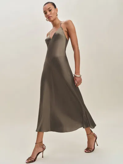 Reformation Nari Silk Dress In Morel