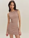 Reformation Nataly Knit Dress In Pink And Brown Stripe