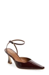 Reformation Natasha Ankle Strap Mesh Pump In Burgundy