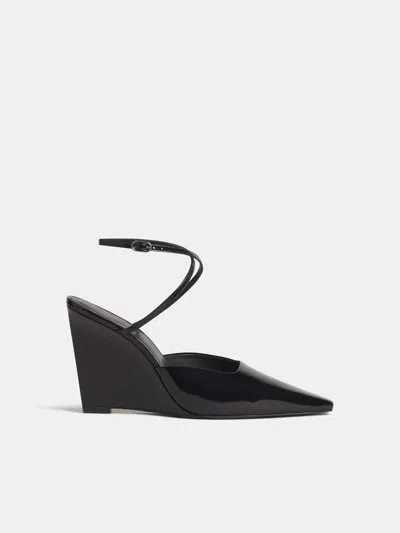 Reformation Natasha Wedge Black Patent 5