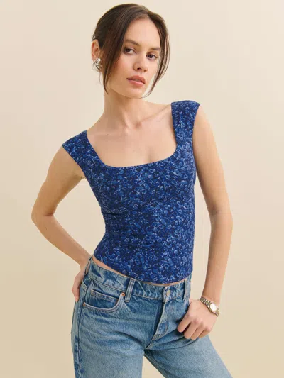 Reformation Navi Top In Blue Rose