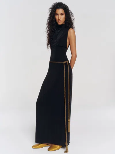 Reformation Naya Knit Dress Black Large
