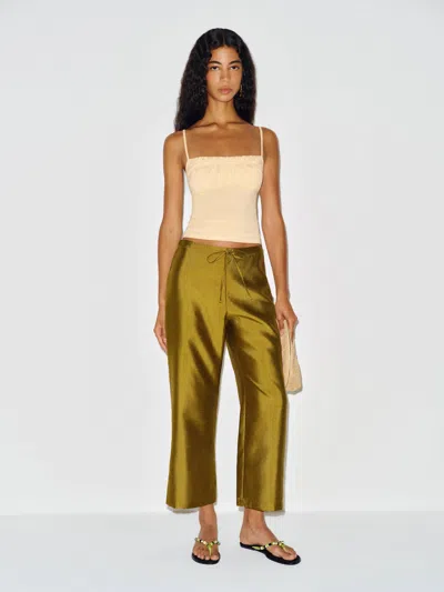 Reformation Neela Knit Top Yellow Xl In Green