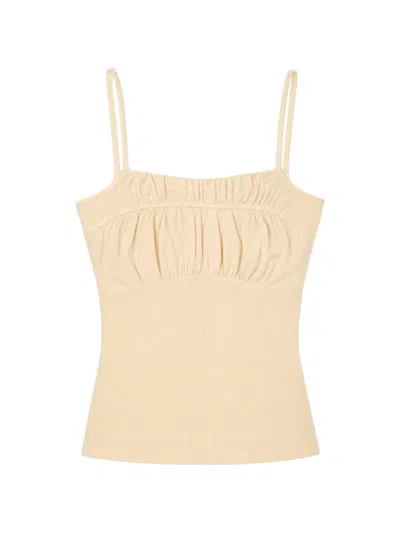Reformation Neela Ruched Knit Top In Neutral