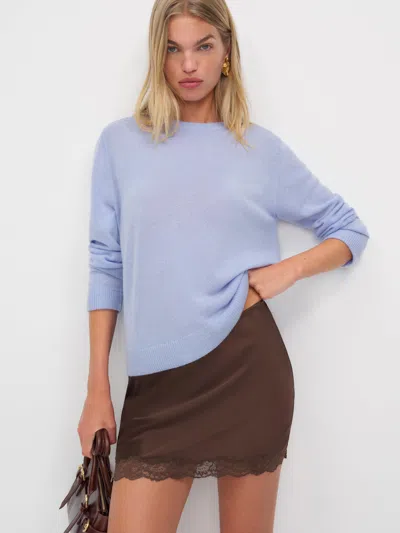 Reformation Neera Satin Skirt Brown 0 In Blue