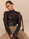 Reformation Nell Knit Top In Black Lace