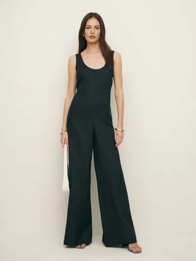 Reformation Nell Linen Jumpsuit In Black