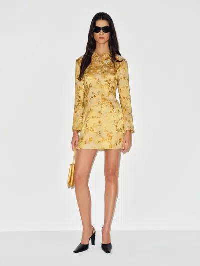 Reformation Nemi Dress Gold Brocade 0