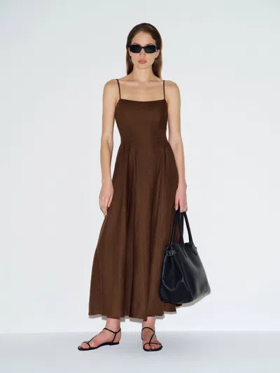 Reformation Neri Linen Dress Brown 12