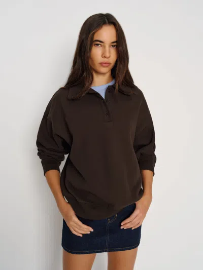 Reformation Nico Classic Polo Sweatshirt In Brown