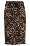 Reformation Nicola Leopard Print Jacquard Wool Skirt In Burgundy