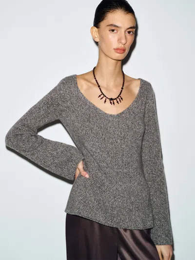 Reformation Nicoletta Regenerative Wool Scoop Neck Sweater Grey Large