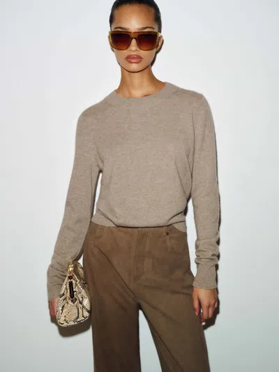 Reformation Nikki Cashmere Crew Sweater Natural Large In Neutral