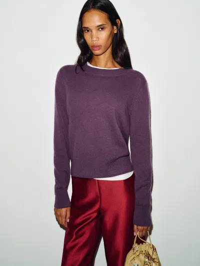 Reformation Nikki Cashmere Crew Sweater Purple Large