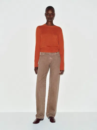 Reformation Nikki Cashmere Crew Sweater Red Large In Orange