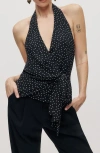 Reformation Nila Side Tie Halter Top In Black