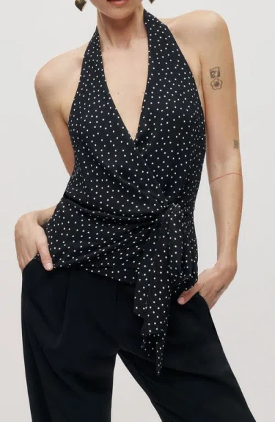 Reformation Nila Side Tie Halter Top In Black