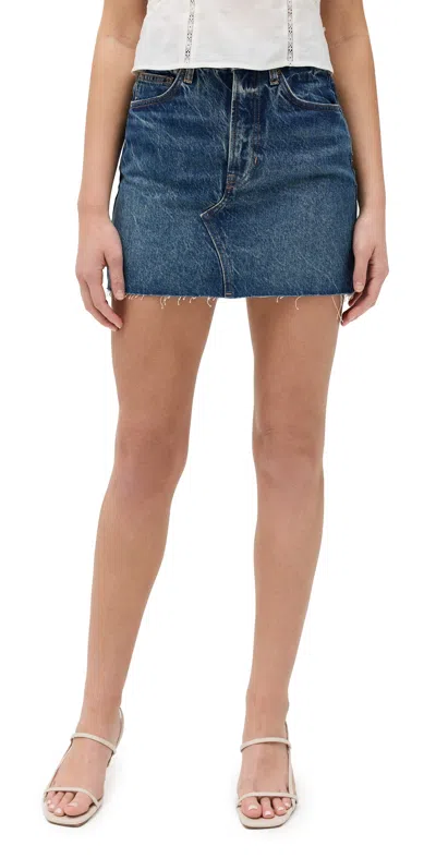 Reformation Nina Denim Skirt Lanier In Blue