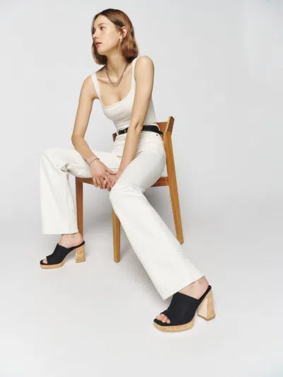 Reformation Ninita Platform Sandal In Black Linen