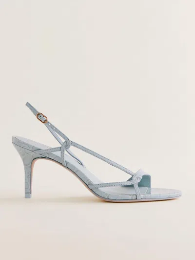 Reformation Nino Slingback Heeled Sandal In Mist Croc
