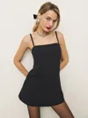 Reformation Aubree Linen Dress In Black