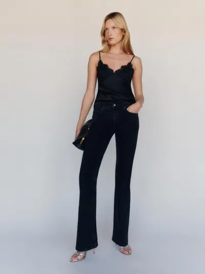 Reformation Noah Super Stretch Low Rise Bootcut Jeans Blue Denim 23 In Black