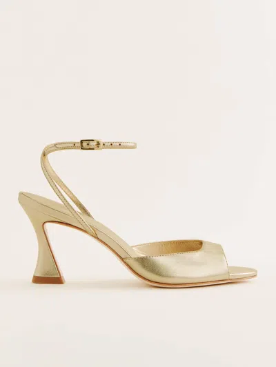 Reformation Noey Heeled Sandal In Gold