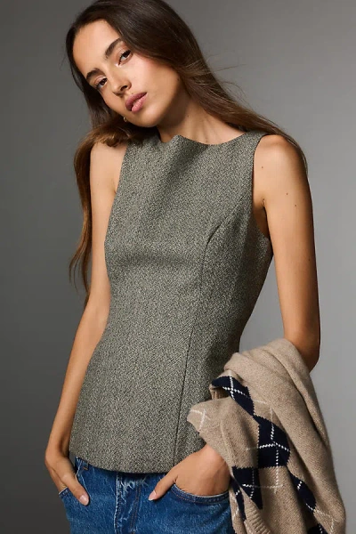 Reformation Nolyn Sleeveless Wool Blend Top In Gray