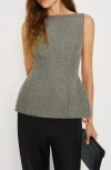 Reformation Nolyn Wool Blend Herringbone Top In Gray