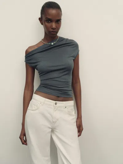 Reformation Nora Knit Top Grey Xs In Gray