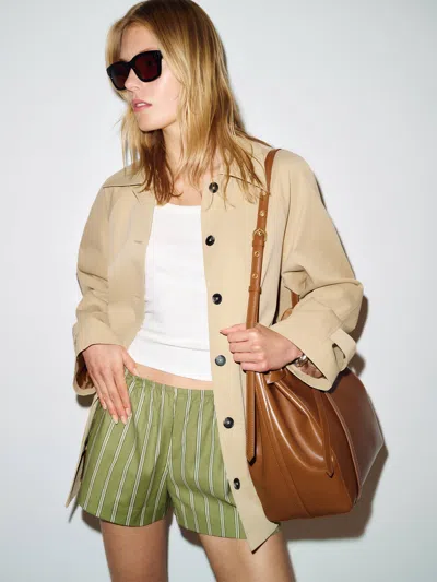 Reformation Nora Short Green Bean Stripe Large