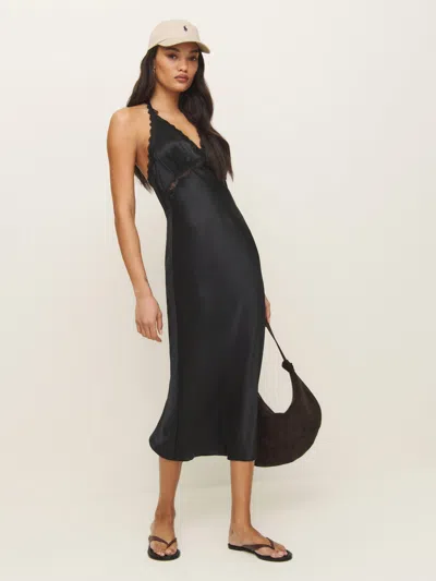 Reformation Nora Silk Dress In Black