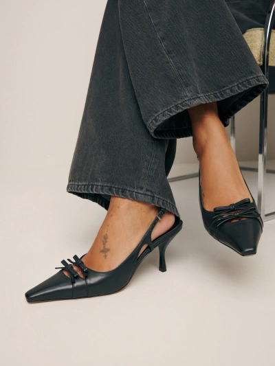 Reformation Noreen Slingback Pump In Black Leather
